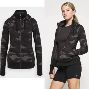 Athleta Triumph Camo Print Athletic Hoodie Black Sz XS NWT